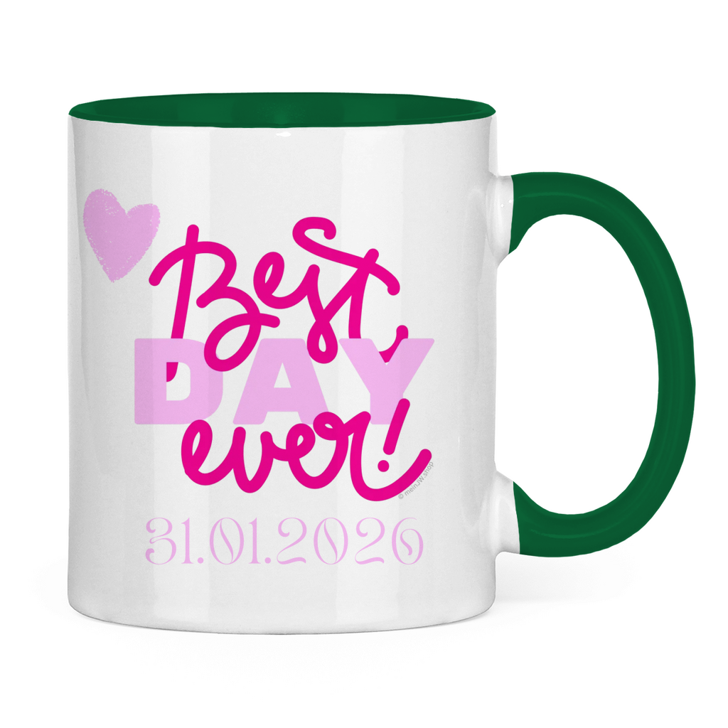 Best Day Ever - Rot - JW Tasse zur Taufe - Personalisierbar - 12 Farben