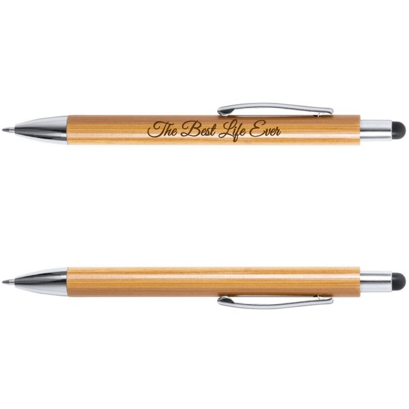 Holz Kugelschreiber mit Touch - The Best Life Ever - personalisierbar