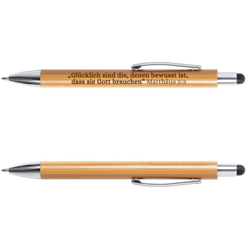 Holz Kugelschreiber mit Touch - Jahrestext 2026
