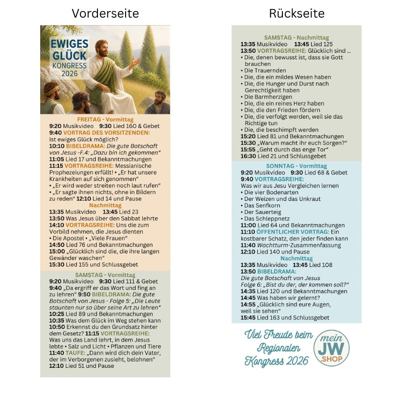 10 Lesezeichen Regionaler Kongress 2026 mit Programm - JW Geschenk