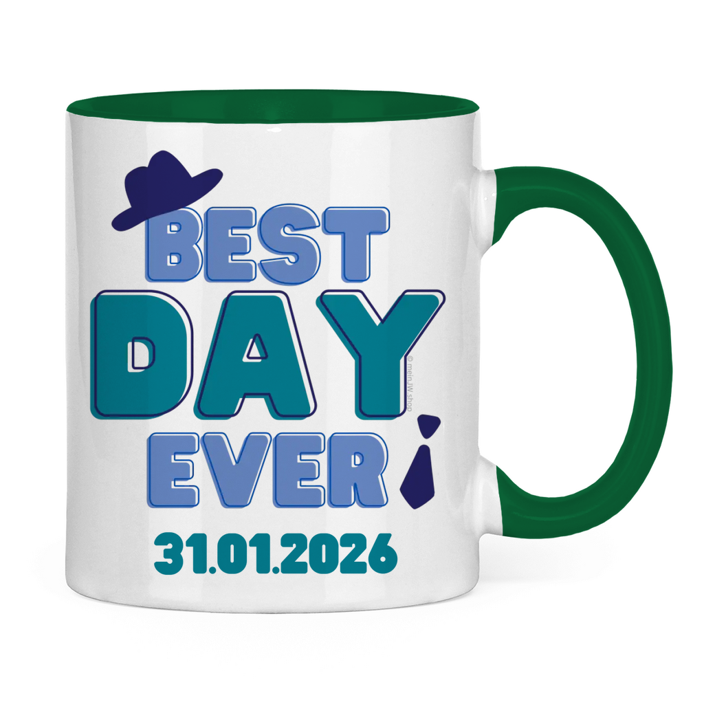 Best Day Ever - Blau - JW Tasse zur Taufe - Personalisierbar - 12 Farben