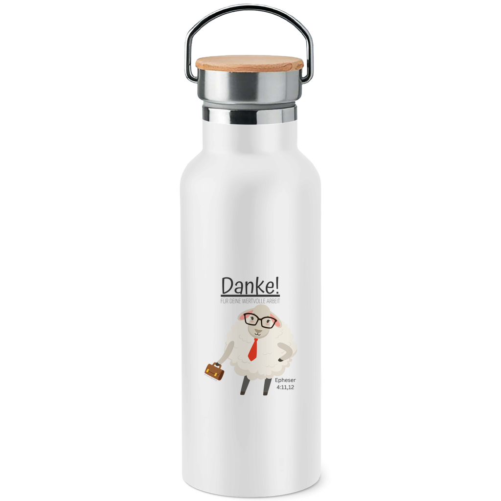 Danke für deine wertvolle Arbeit - JW Edelstahl-Trinkflasche mit Bambusdeckel