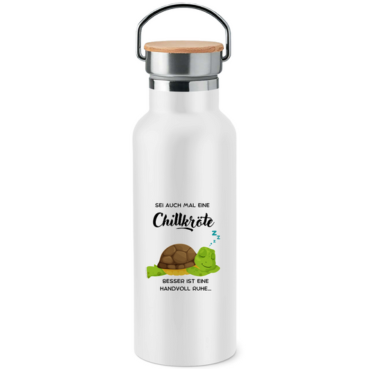 Chillkröte - JW Edelstahl-Trinkflasche mit Bambusdeckel