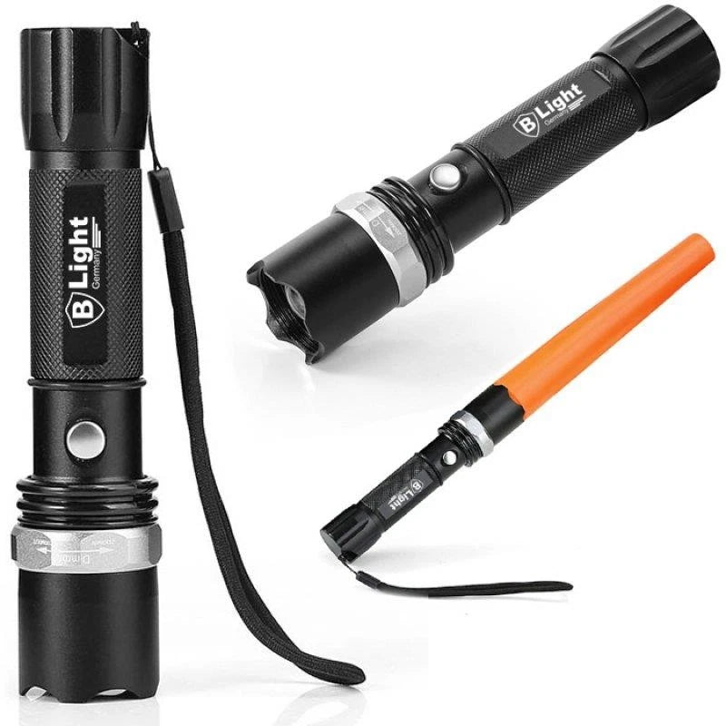 LED Akku Power Taschenlampe mit SOS Fackel