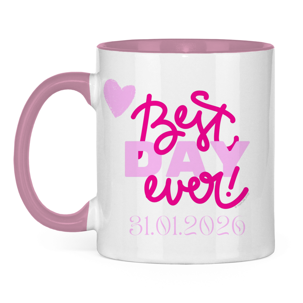 Best Day Ever - Rot - JW Tasse zur Taufe - Personalisierbar - 12 Farben