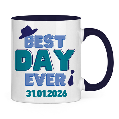 Best Day Ever - Blau - JW Tasse zur Taufe - Personalisierbar - 12 Farben