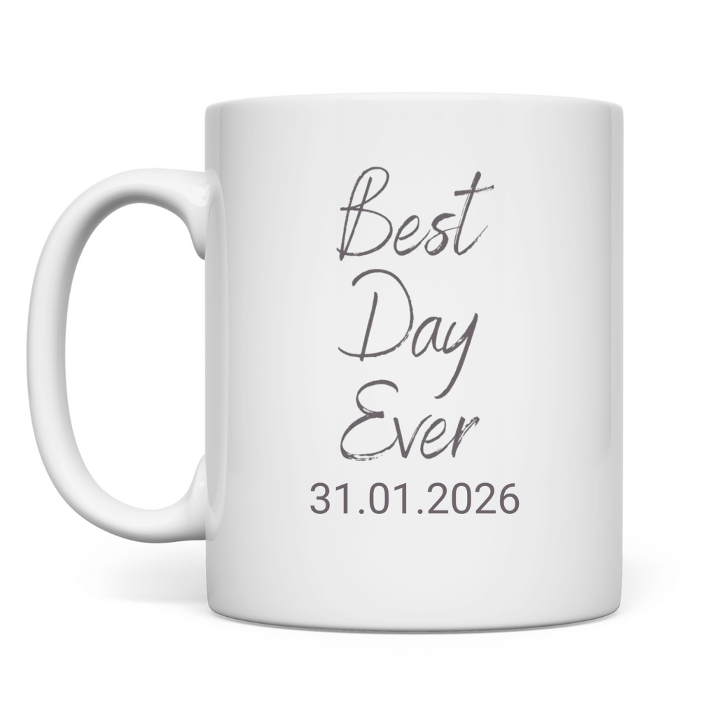 Best Day Ever - JW Tasse zur Taufe - Personalisierbar - 12 Farben