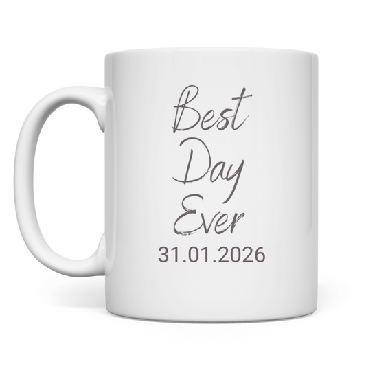 Best Day Ever - JW Tasse zur Taufe - Personalisierbar - 12 Farben