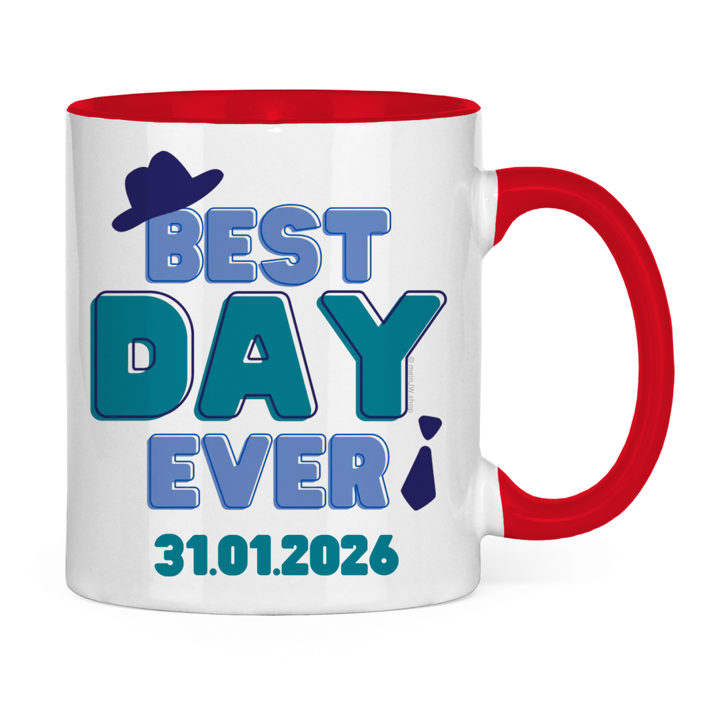 Best Day Ever - Blau - JW Tasse zur Taufe - Personalisierbar - 12 Farben