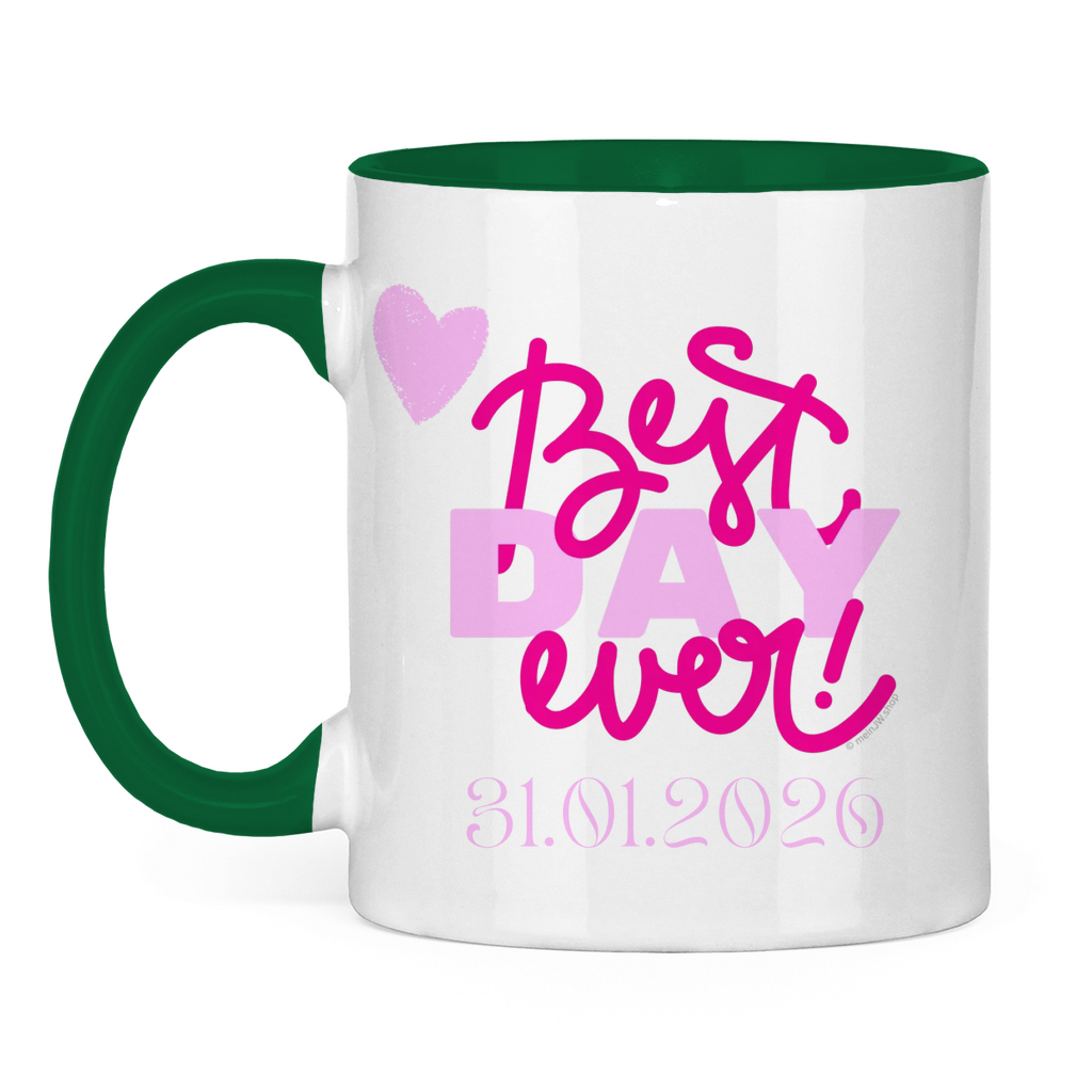 Best Day Ever - Rot - JW Tasse zur Taufe - Personalisierbar - 12 Farben