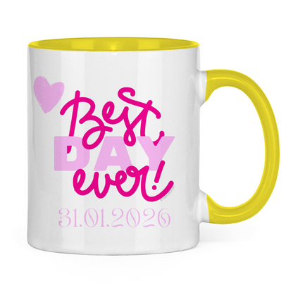 Best Day Ever - Rot - JW Tasse zur Taufe - Personalisierbar - 12 Farben