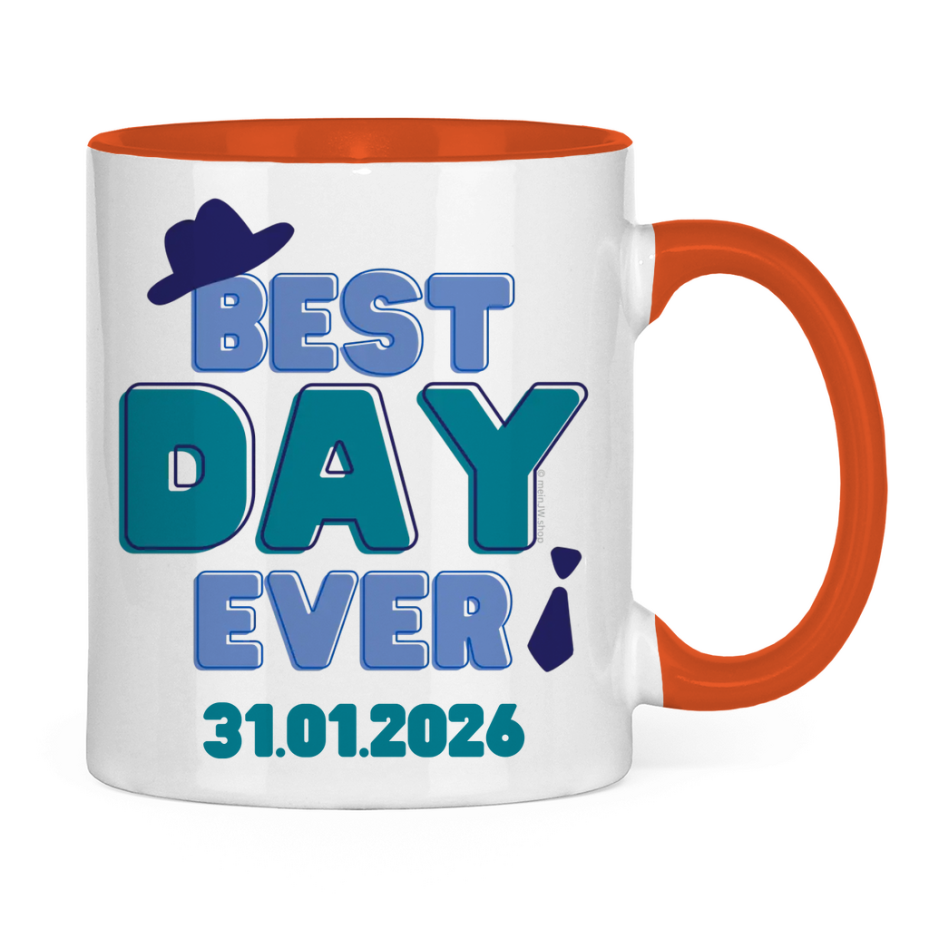 Best Day Ever - Blau - JW Tasse zur Taufe - Personalisierbar - 12 Farben