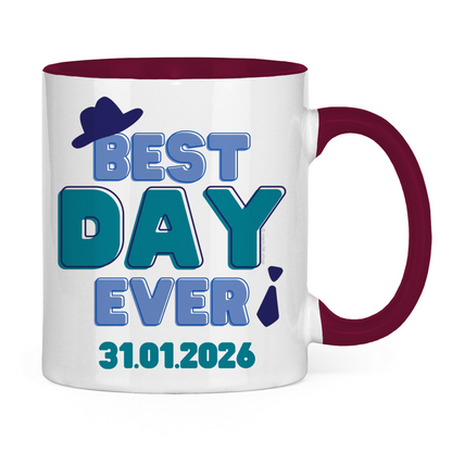 Best Day Ever - Blau - JW Tasse zur Taufe - Personalisierbar - 12 Farben