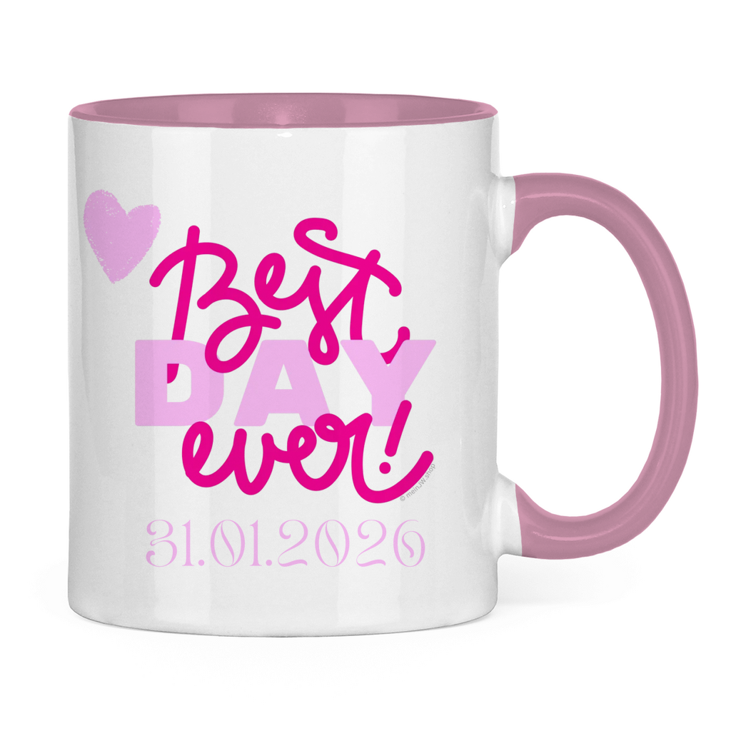 Best Day Ever - Rot - JW Tasse zur Taufe - Personalisierbar - 12 Farben