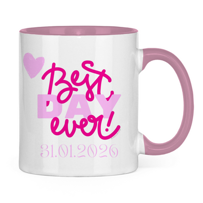 Best Day Ever - Rot - JW Tasse zur Taufe - Personalisierbar - 12 Farben