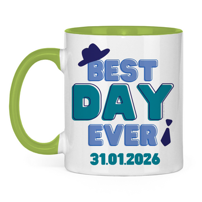 Best Day Ever - Blau - JW Tasse zur Taufe - Personalisierbar - 12 Farben