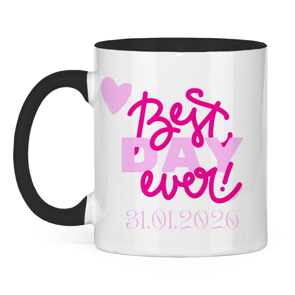 Best Day Ever - Rot - JW Tasse zur Taufe - Personalisierbar - 12 Farben