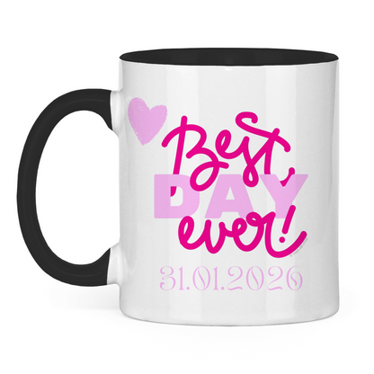 Best Day Ever - Rot - JW Tasse zur Taufe - Personalisierbar - 12 Farben