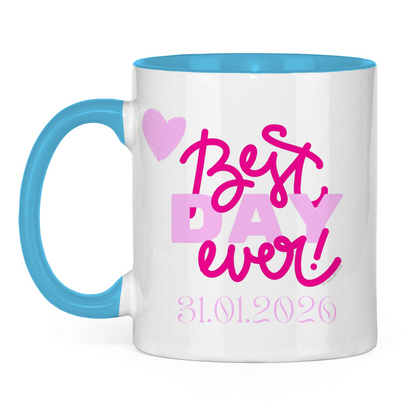 Best Day Ever - Rot - JW Tasse zur Taufe - Personalisierbar - 12 Farben