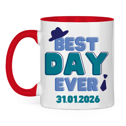 Best Day Ever - Blau - JW Tasse zur Taufe - Personalisierbar - 12 Farben