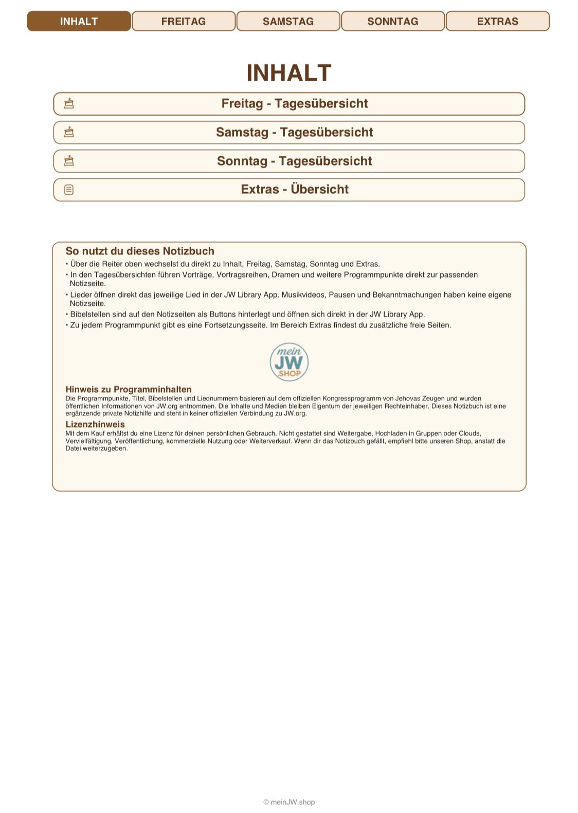 Digitales Notizbuch für den Regionalen Kongress 2026 - Ewiges Glück