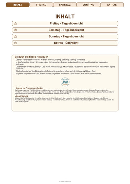 Digitales Notizbuch für den Regionalen Kongress 2026 - Ewiges Glück
