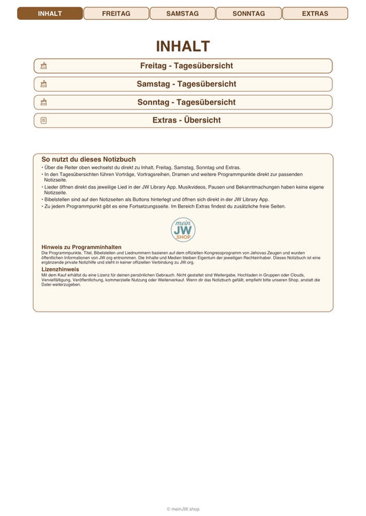 Digitales Notizbuch für den Regionalen Kongress 2026 - Ewiges Glück