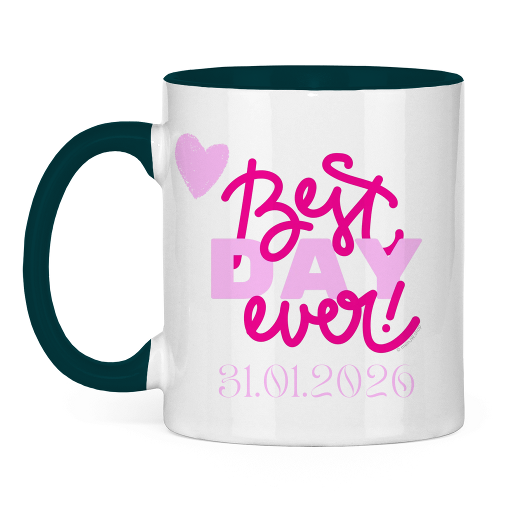 Best Day Ever - Rot - JW Tasse zur Taufe - Personalisierbar - 12 Farben