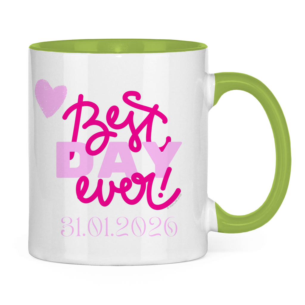 Best Day Ever - Rot - JW Tasse zur Taufe - Personalisierbar - 12 Farben