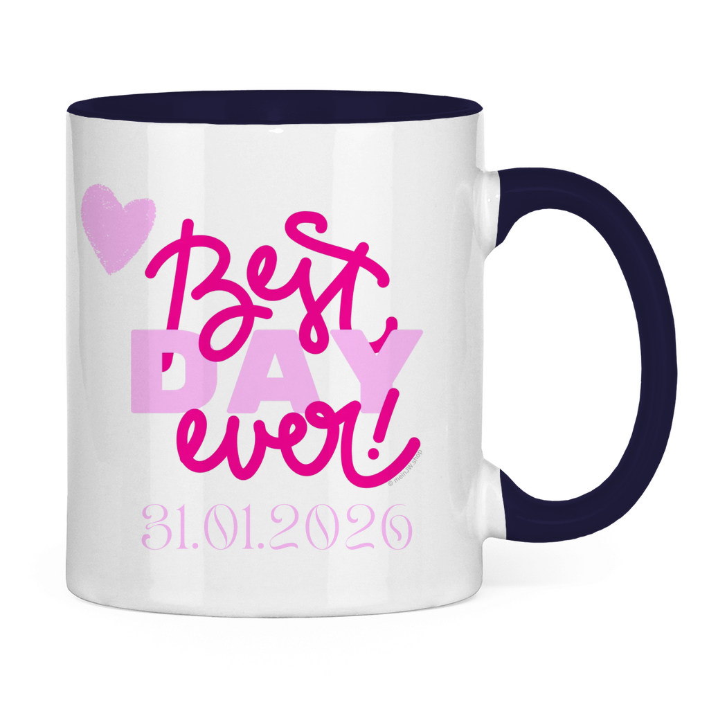 Best Day Ever - Rot - JW Tasse zur Taufe - Personalisierbar - 12 Farben