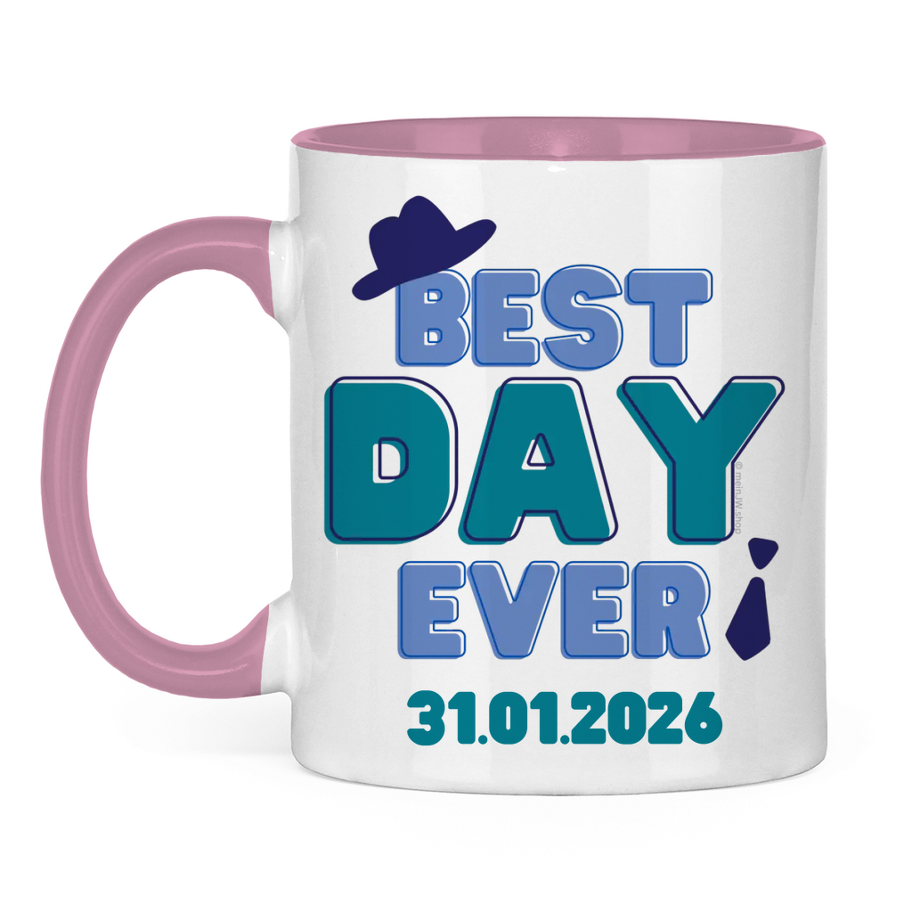 Best Day Ever - Blau - JW Tasse zur Taufe - Personalisierbar - 12 Farben