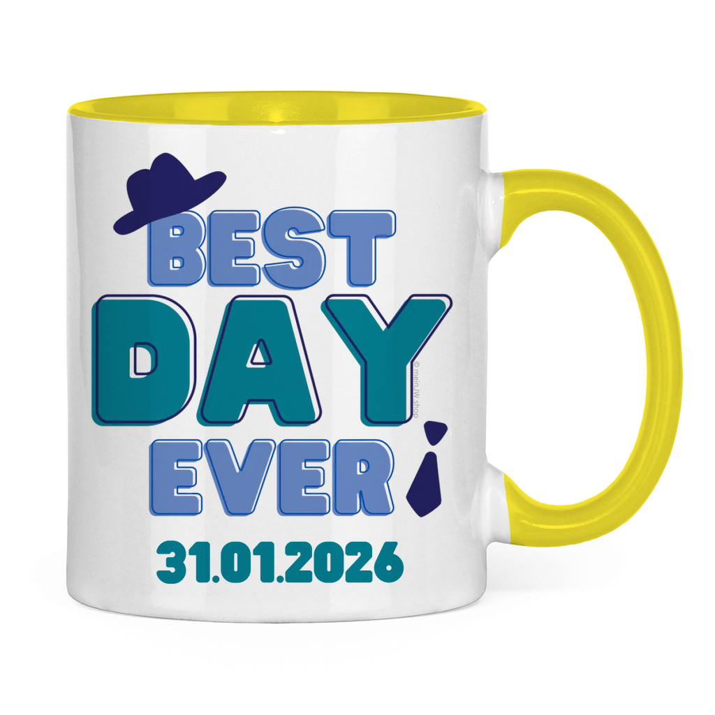 Best Day Ever - Blau - JW Tasse zur Taufe - Personalisierbar - 12 Farben