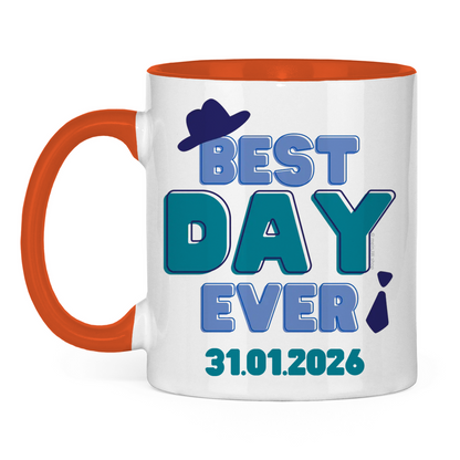 Best Day Ever - Blau - JW Tasse zur Taufe - Personalisierbar - 12 Farben