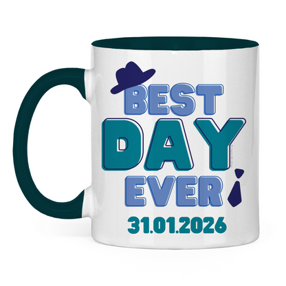 Best Day Ever - Blau - JW Tasse zur Taufe - Personalisierbar - 12 Farben