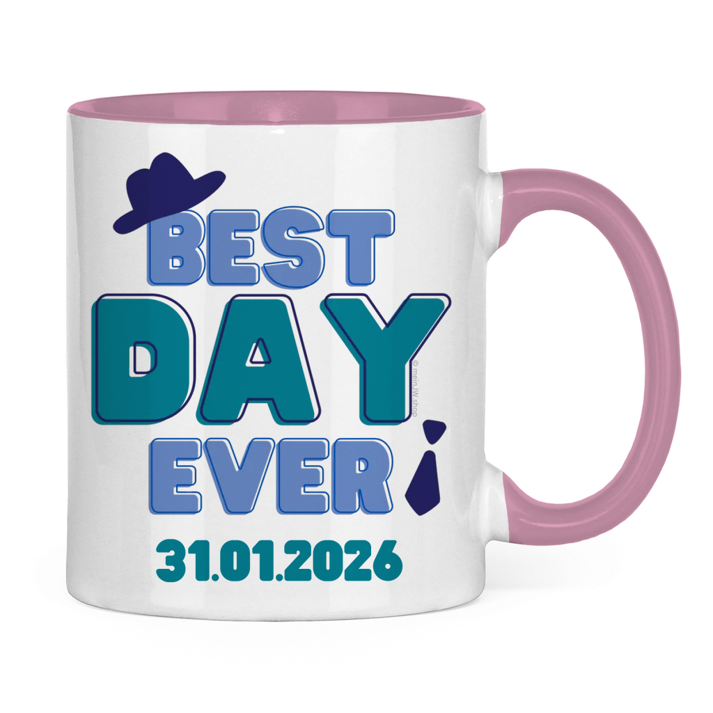 Best Day Ever - Blau - JW Tasse zur Taufe - Personalisierbar - 12 Farben