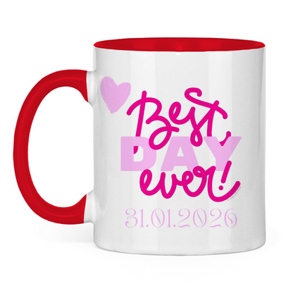 Best Day Ever - Rot - JW Tasse zur Taufe - Personalisierbar - 12 Farben