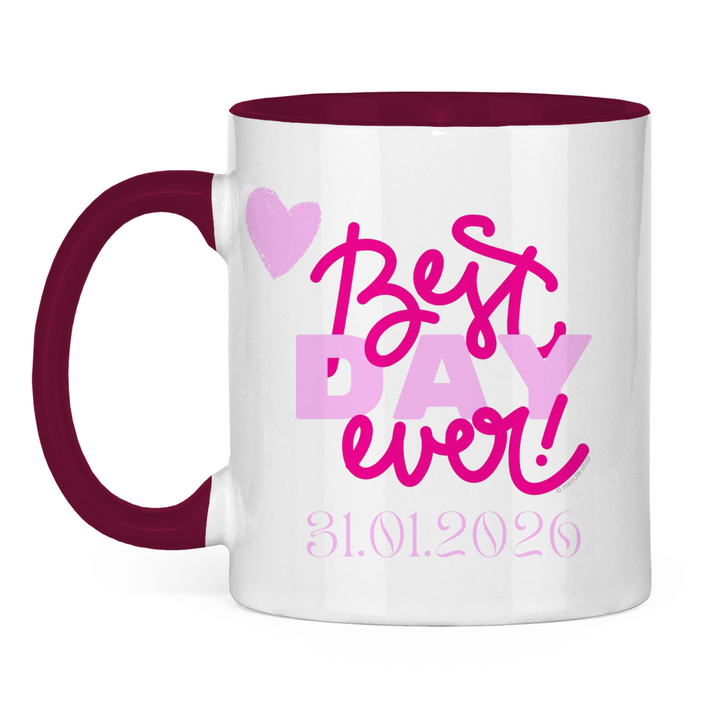Best Day Ever - Rot - JW Tasse zur Taufe - Personalisierbar - 12 Farben