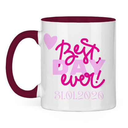 Best Day Ever - Rot - JW Tasse zur Taufe - Personalisierbar - 12 Farben