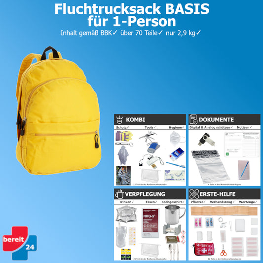 Fluchtrucksack BASIS-25 (Notfallrucksack für 1 Person)