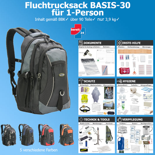 Fluchtrucksack BASIS-30 ein Notfallrucksack für 1-Person