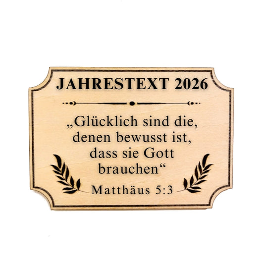 Holzschild mit Magnet - Jahrestext 2026
