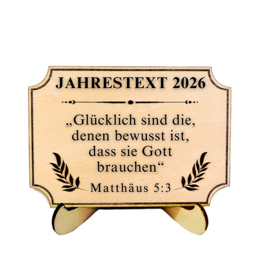 Holzschild mit Ständer - Jahrestext 2026