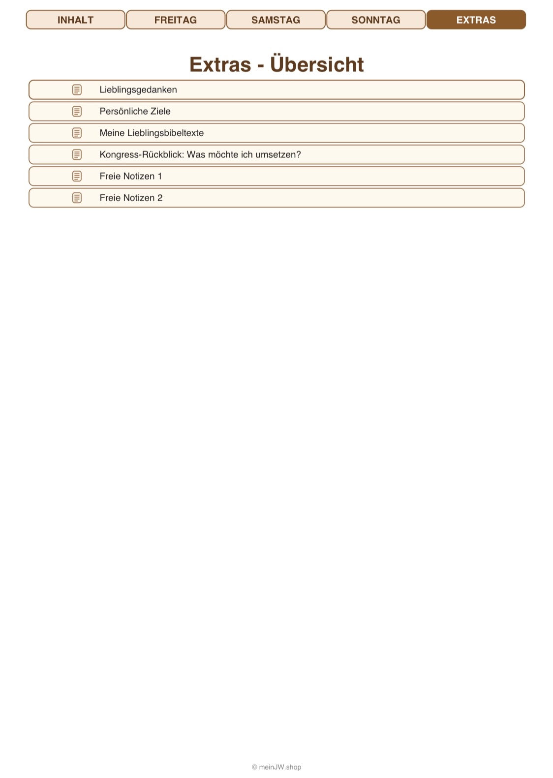Digitales Notizbuch für den Regionalen Kongress 2026 - Ewiges Glück