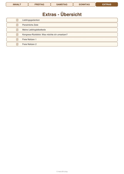Digitales Notizbuch für den Regionalen Kongress 2026 - Ewiges Glück