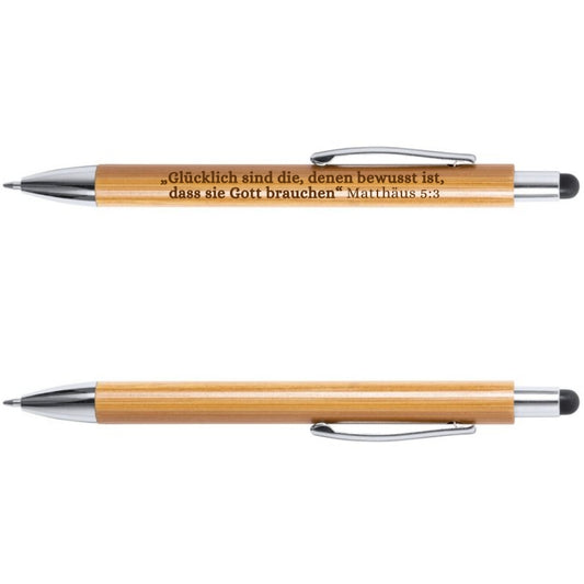 Holz Kugelschreiber mit Touch - Jahrestext 2026