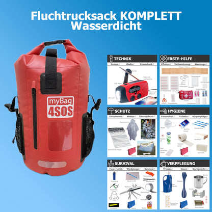 Fluchtrucksack KOMPLETT-40 wasserdichter Notfallrucksack für 1-Person