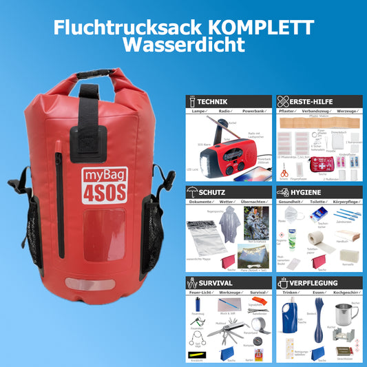 Fluchtrucksack KOMPLETT-40 wasserdichter Notfallrucksack für 1-Person