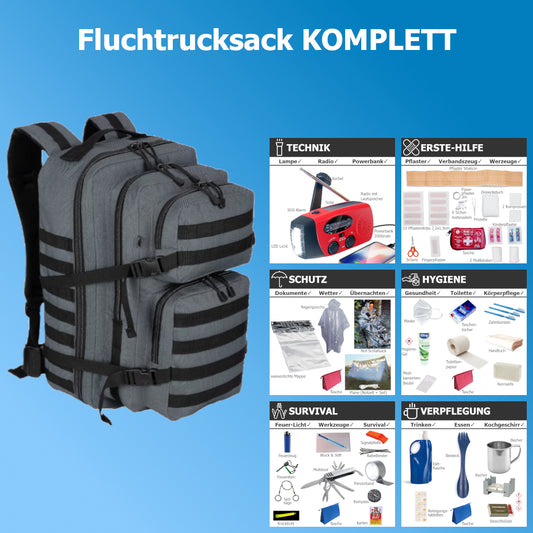 Fluchtrucksack KOMPLETT-45 ein Notfallrucksack für 1-Person