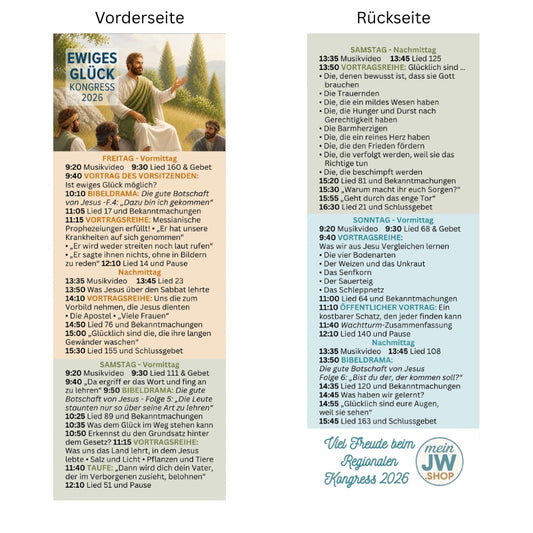 10 Lesezeichen Regionaler Kongress 2026 mit Programm - JW Geschenk