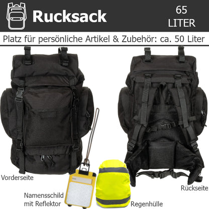 Fluchtrucksack KOMPLETT-65 (Notfallrucksack für 1 Person)